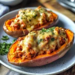 Patate douce farcie au poulet
