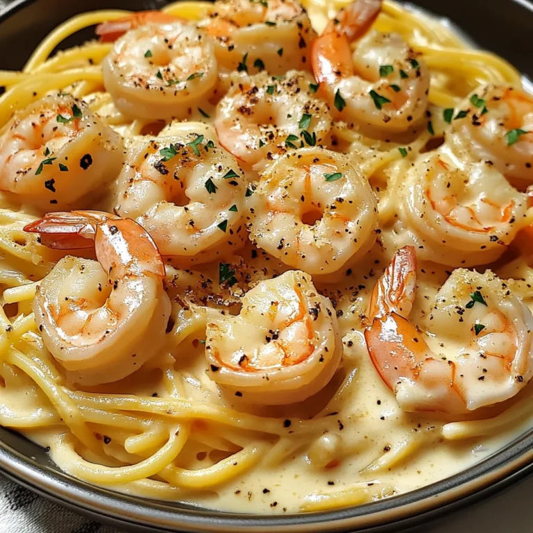 Pâtes crémeuses ail crevettes