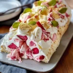 Pavlova roulée rhubarbe mascarpone