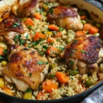 Riz au four poulet légumes