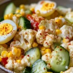 Salade chou-fleur maïs concombre