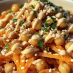 Salade de Carottes Épiciées et de Pois Chiches avec Sauce Tahini 
