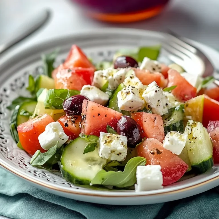 Salade de pastèque, concombre et feta