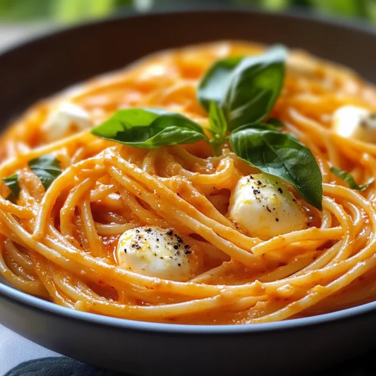 Spaghetti à la Crème de Poivron Rouge et Mozzarella